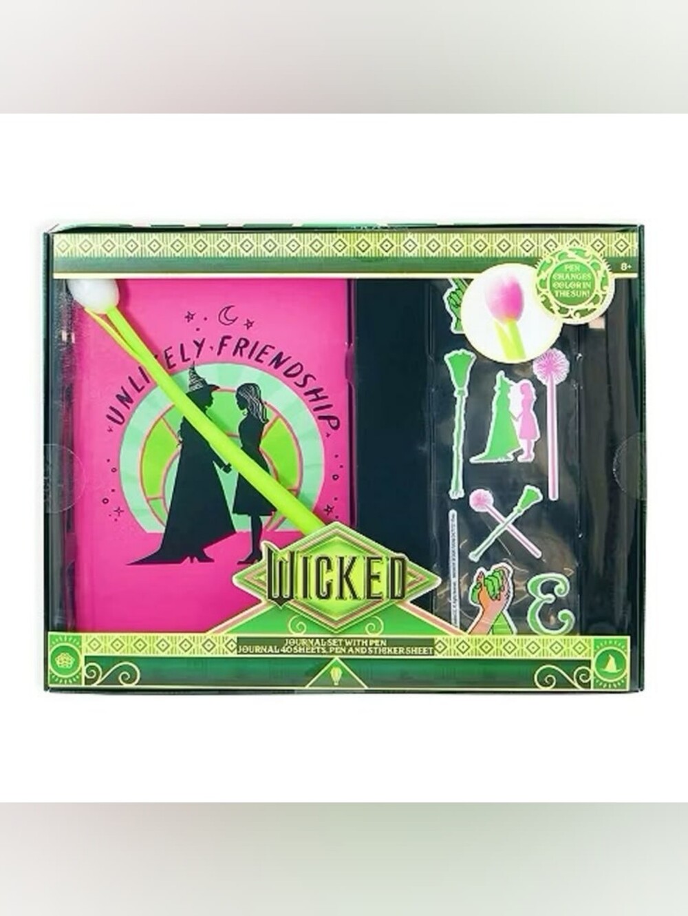 Wicked Unlikely Friendship Pink Journal Set with Green Pen